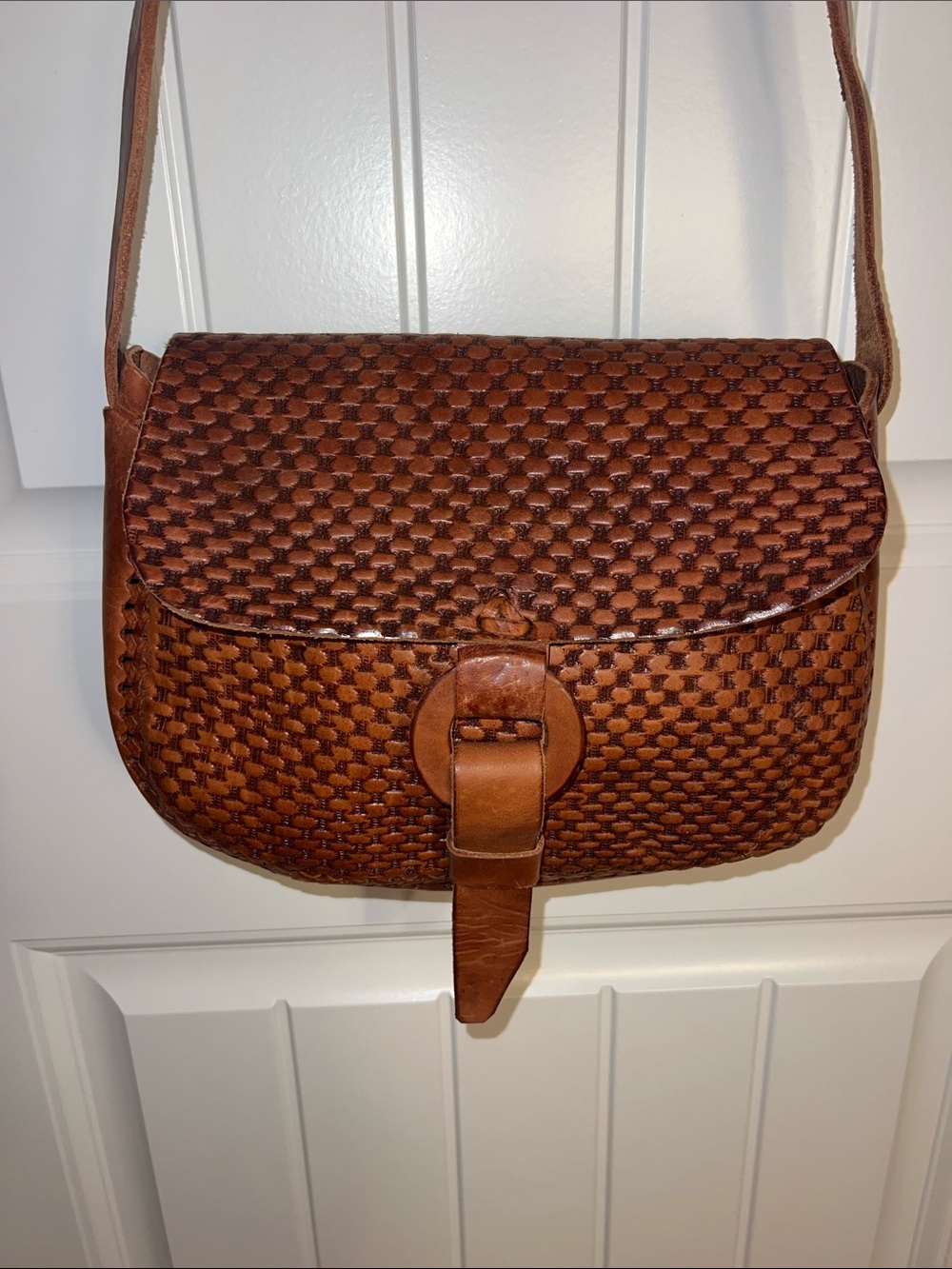 Handmade Leather Crossbody Saddle Bag in Brown